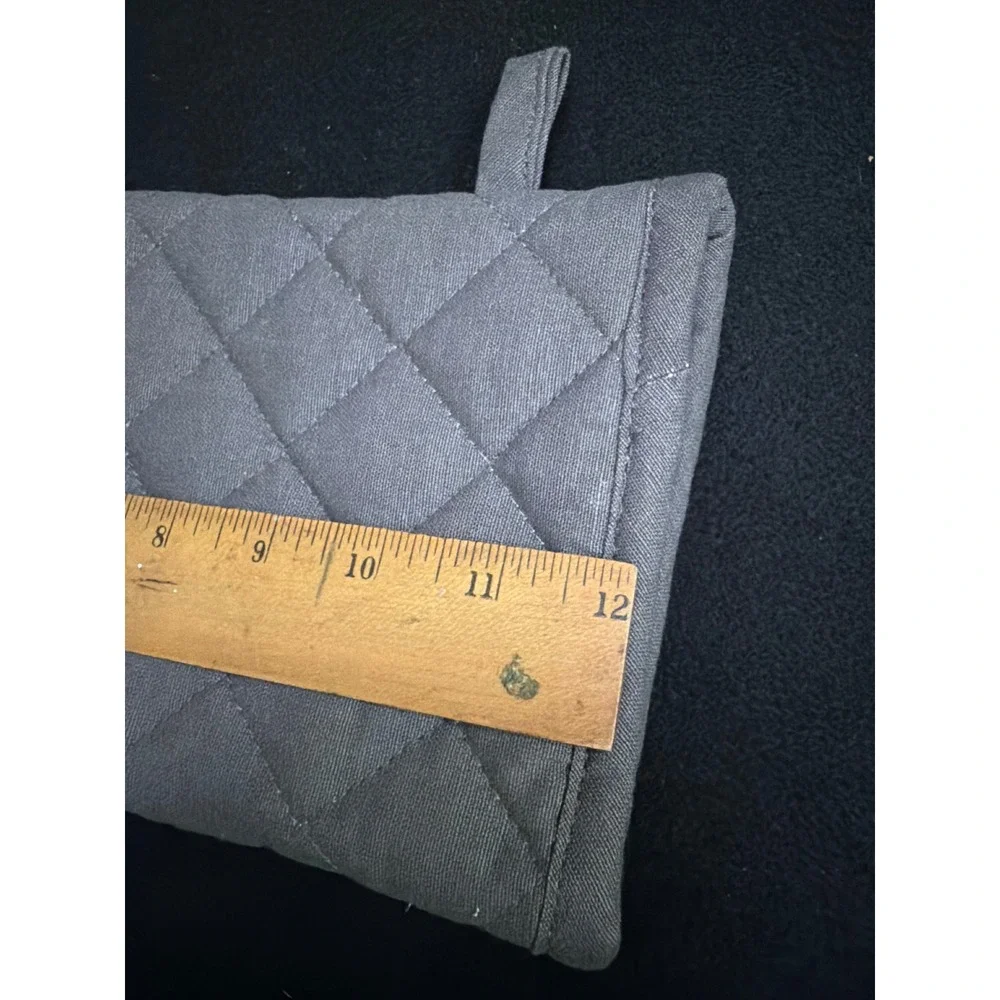 Grandma's Kitchen‎ Oven Mitt Set 100% Cotton Grey White Baking Tool Print 2pc